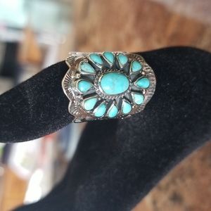 Santa fe style kingman turquoise sterling silver ring